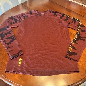 Mons Royale Merino 140 Air Con Mens Long Sleeve Maroon Lightweight Crew Neck L